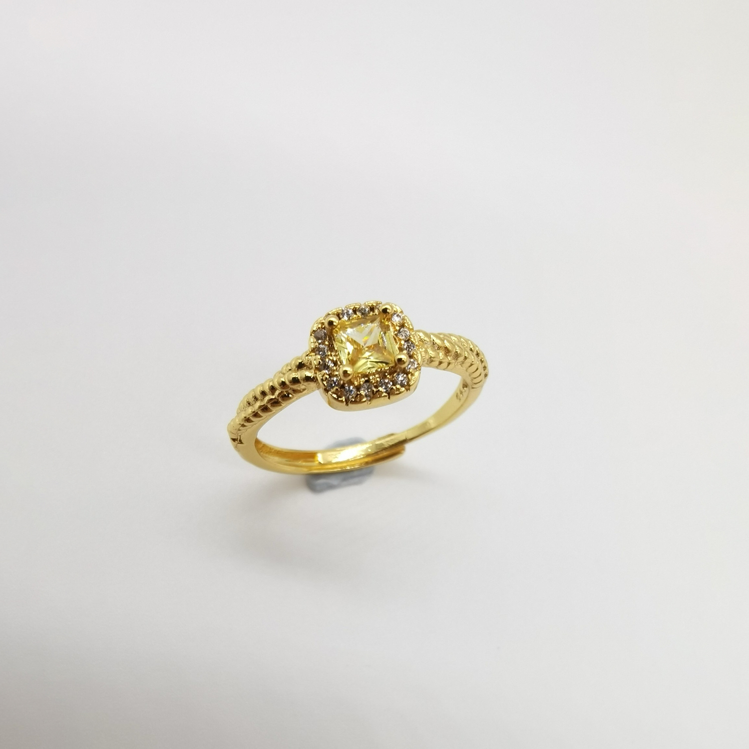 Alluvial gold vacuum electroplating 24K gold crystal sugar cube ring