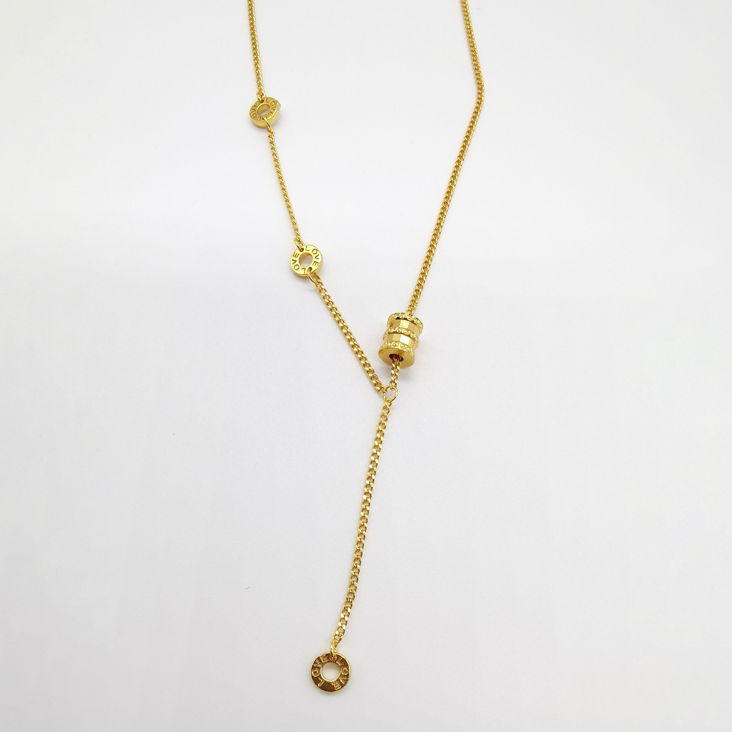 Alluvial gold vacuum electroplating 24K gold small waist necklace