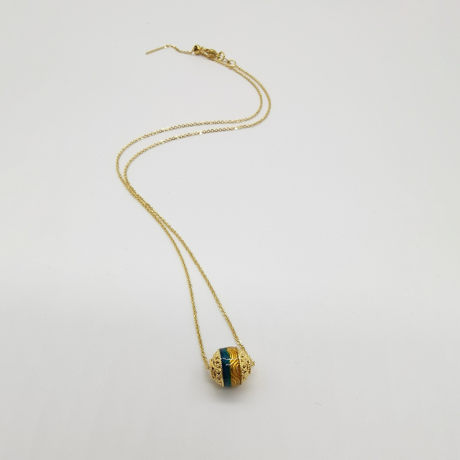 Alluvial gold ancient method vacuum electroplating 24K gold Qianli Jiangshan transfer bead necklace