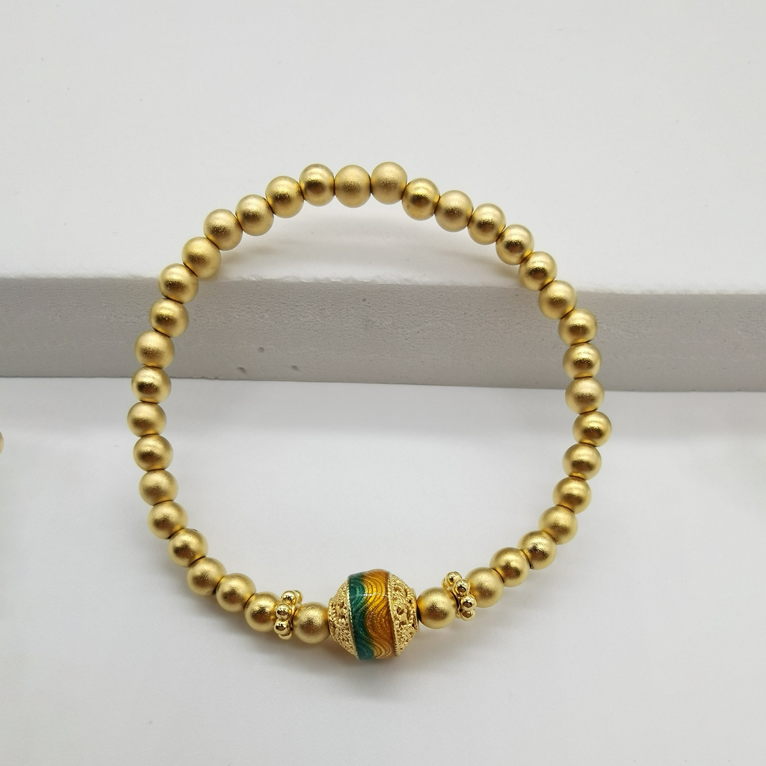 Alluvial gold ancient method enamel vacuum electroplating 24K gold Thousands of miles of rivers and mountains transfer bead bracelet