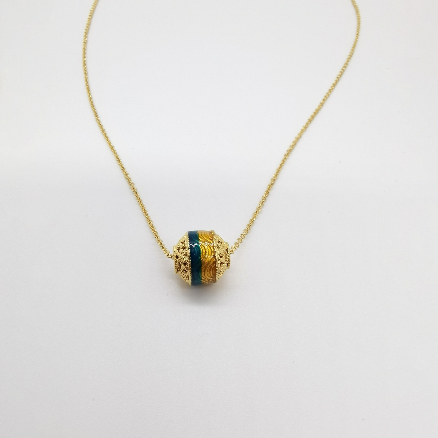 Alluvial gold ancient method vacuum electroplating 24K gold Qianli Jiangshan transfer bead necklace