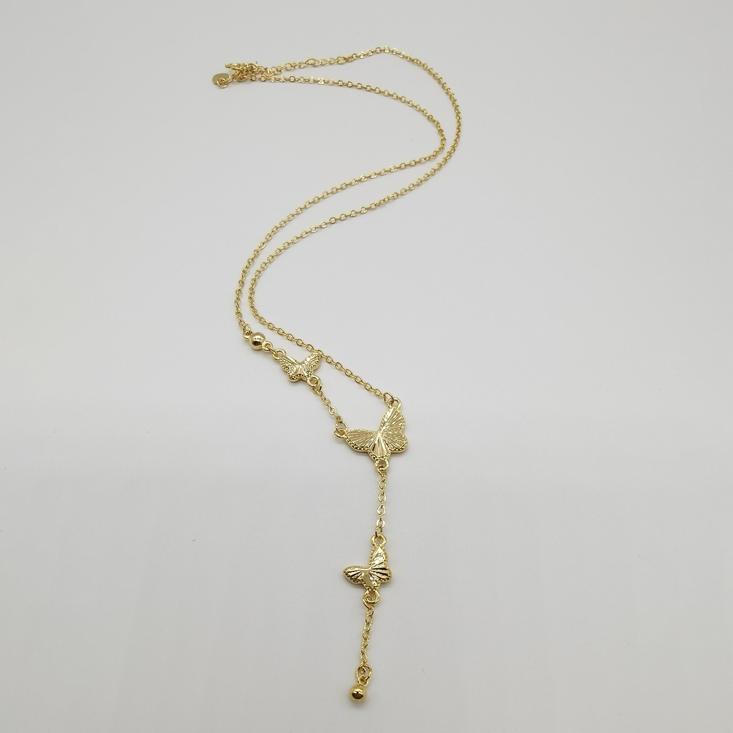 Alluvial gold vacuum electroplating 24K gold laser butterfly necklace