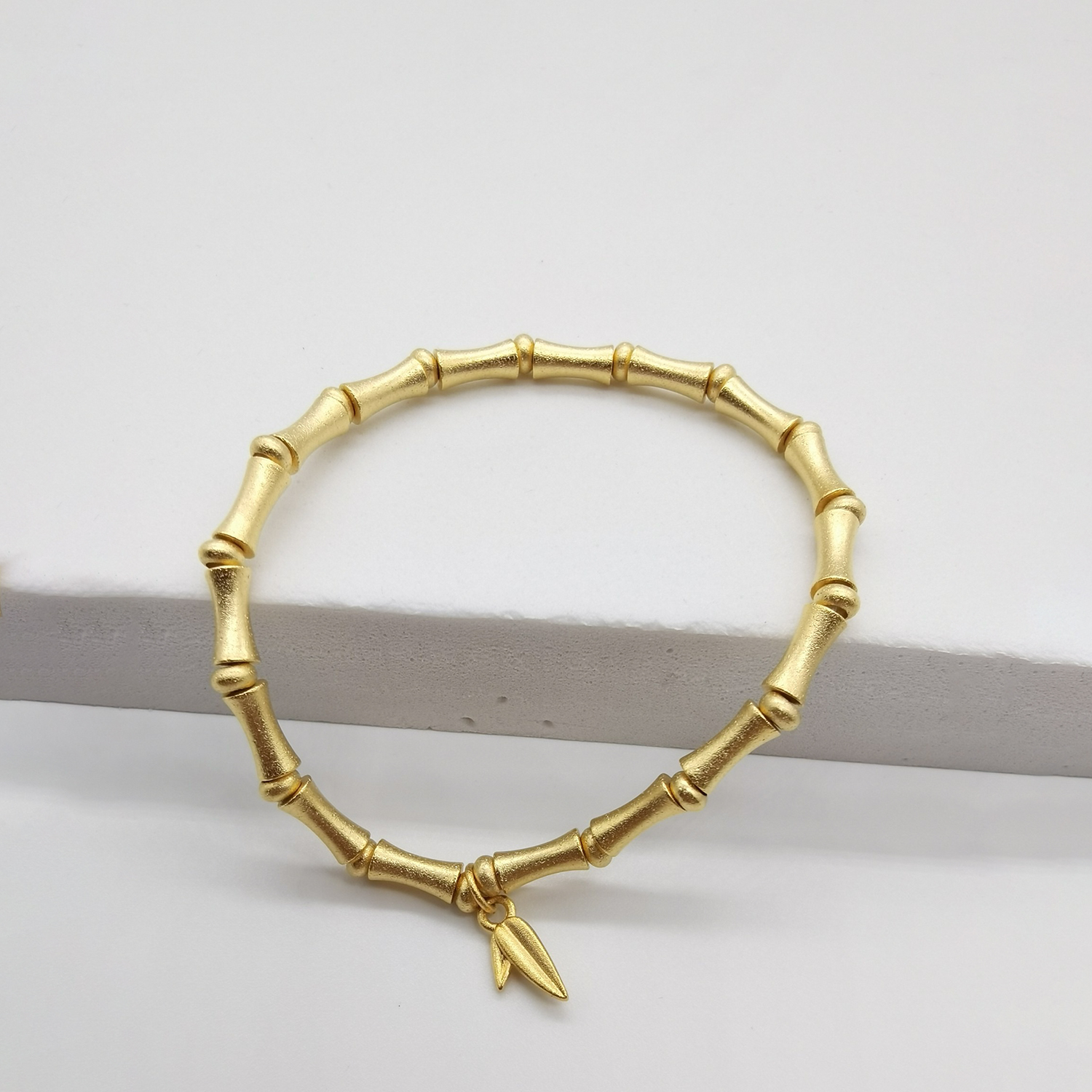 Alluvial ancient method vacuum electroplating 24K gold Bamboo peace bracelet