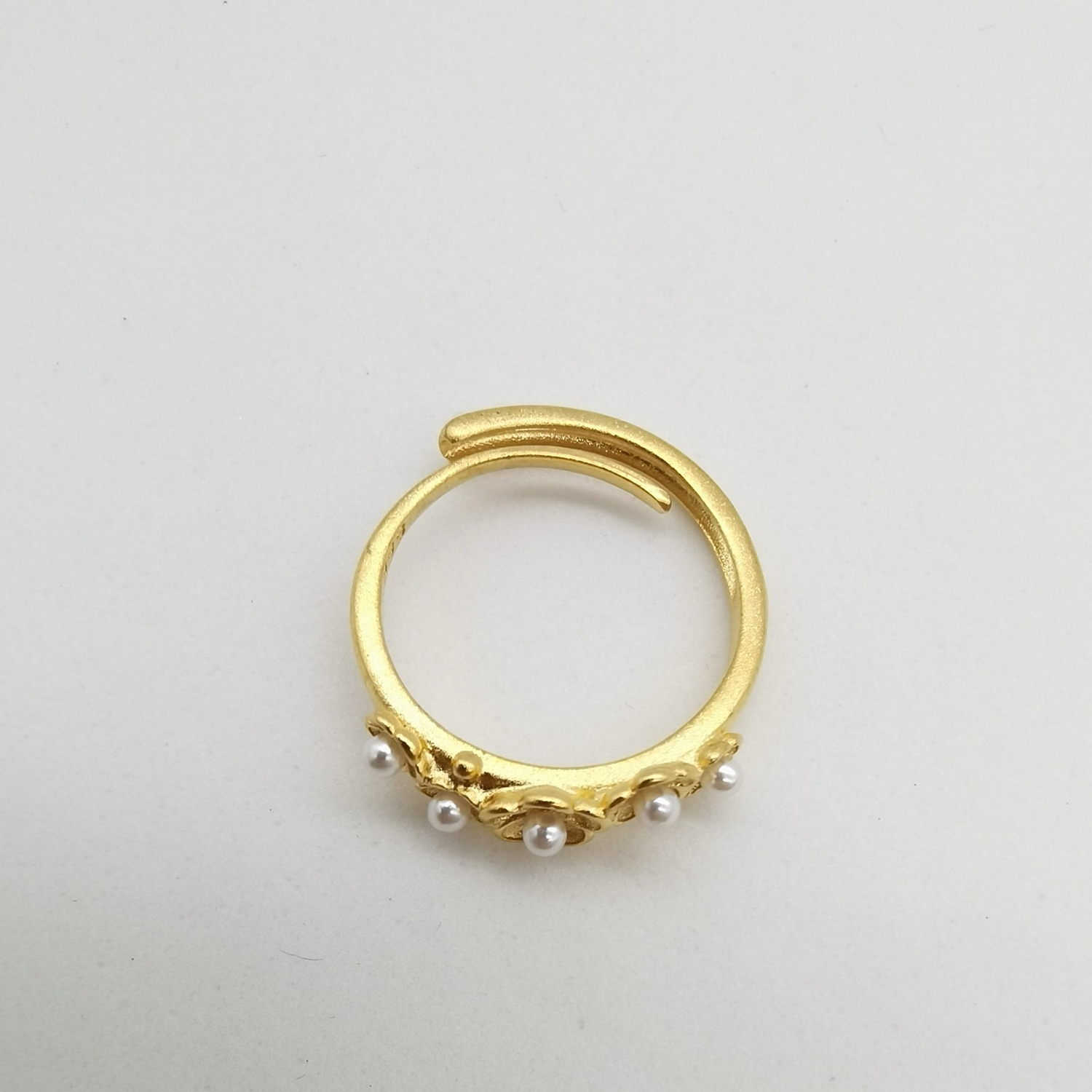 Alluvial gold vacuum electroplating 24K gold blossoming flower imitation pearl ring