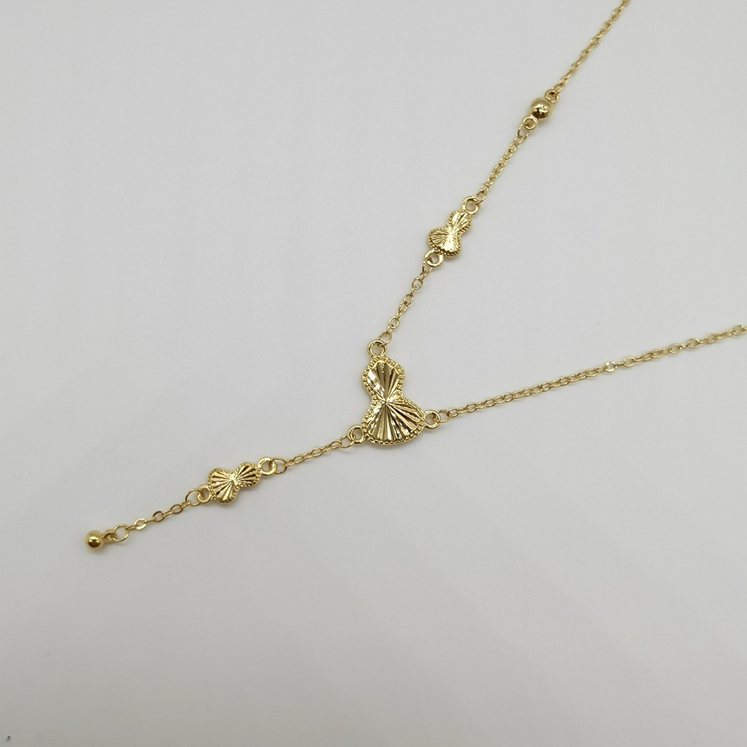 Alluvial gold vacuum electroplating 24K gold gourd tassel necklace