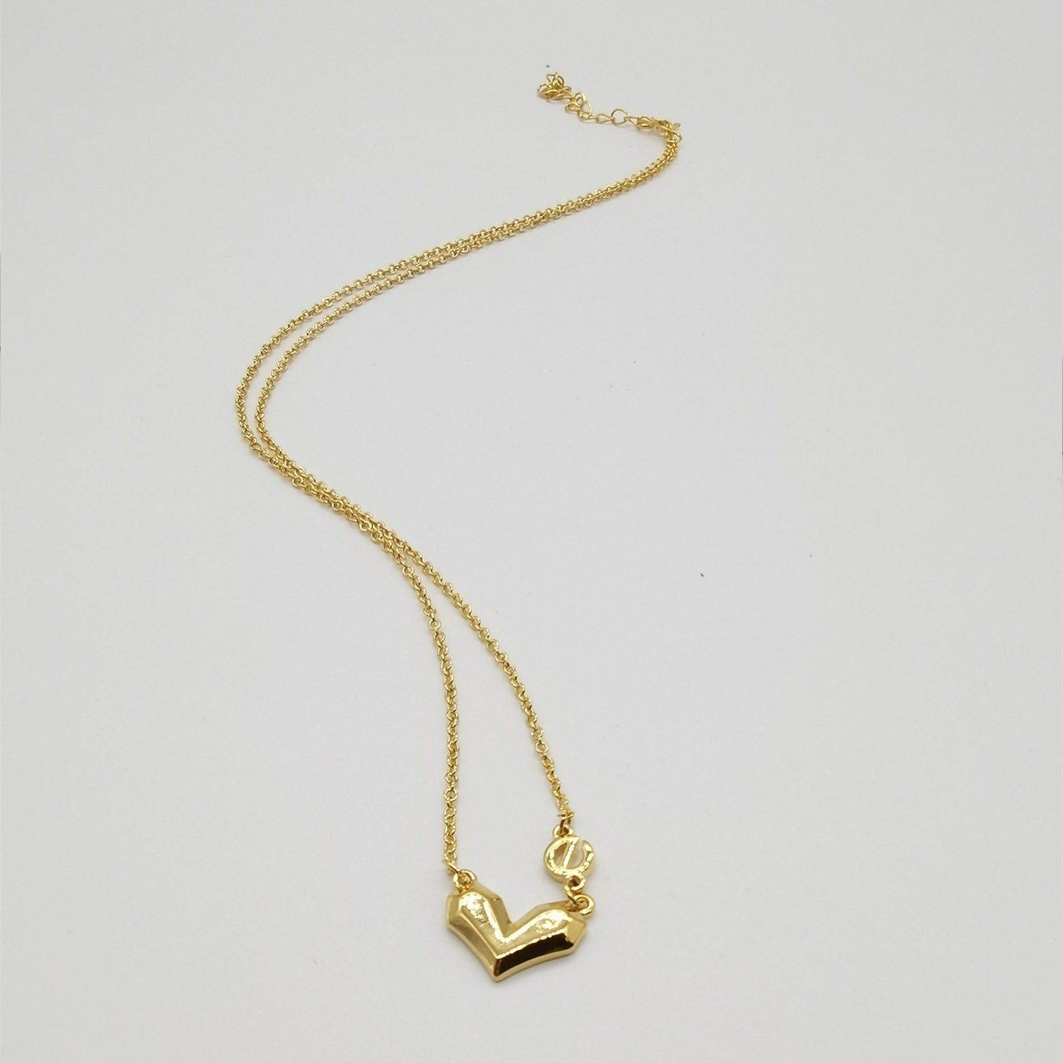 Alluvial gold vacuum electroplating 24K gold love you wholeheartedly e heart necklace