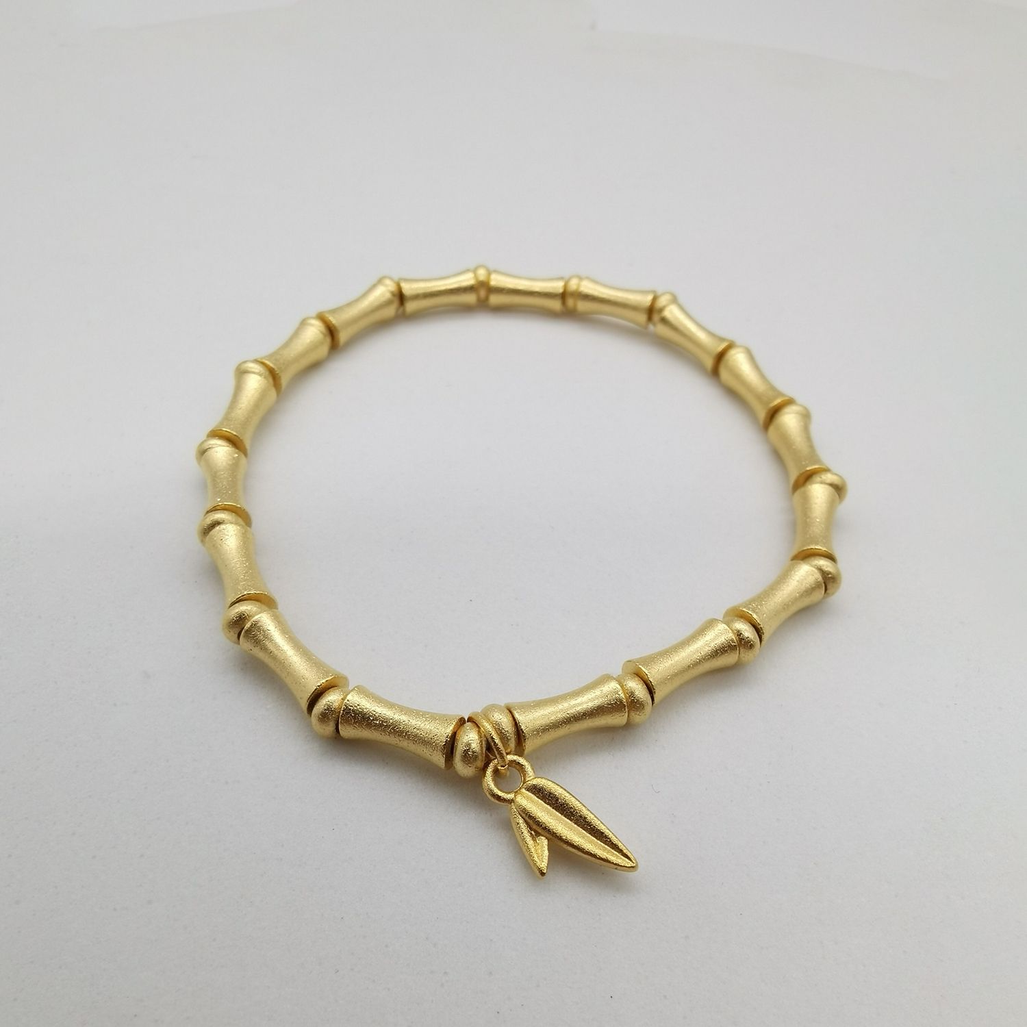 Alluvial ancient method vacuum electroplating 24K gold Bamboo peace bracelet