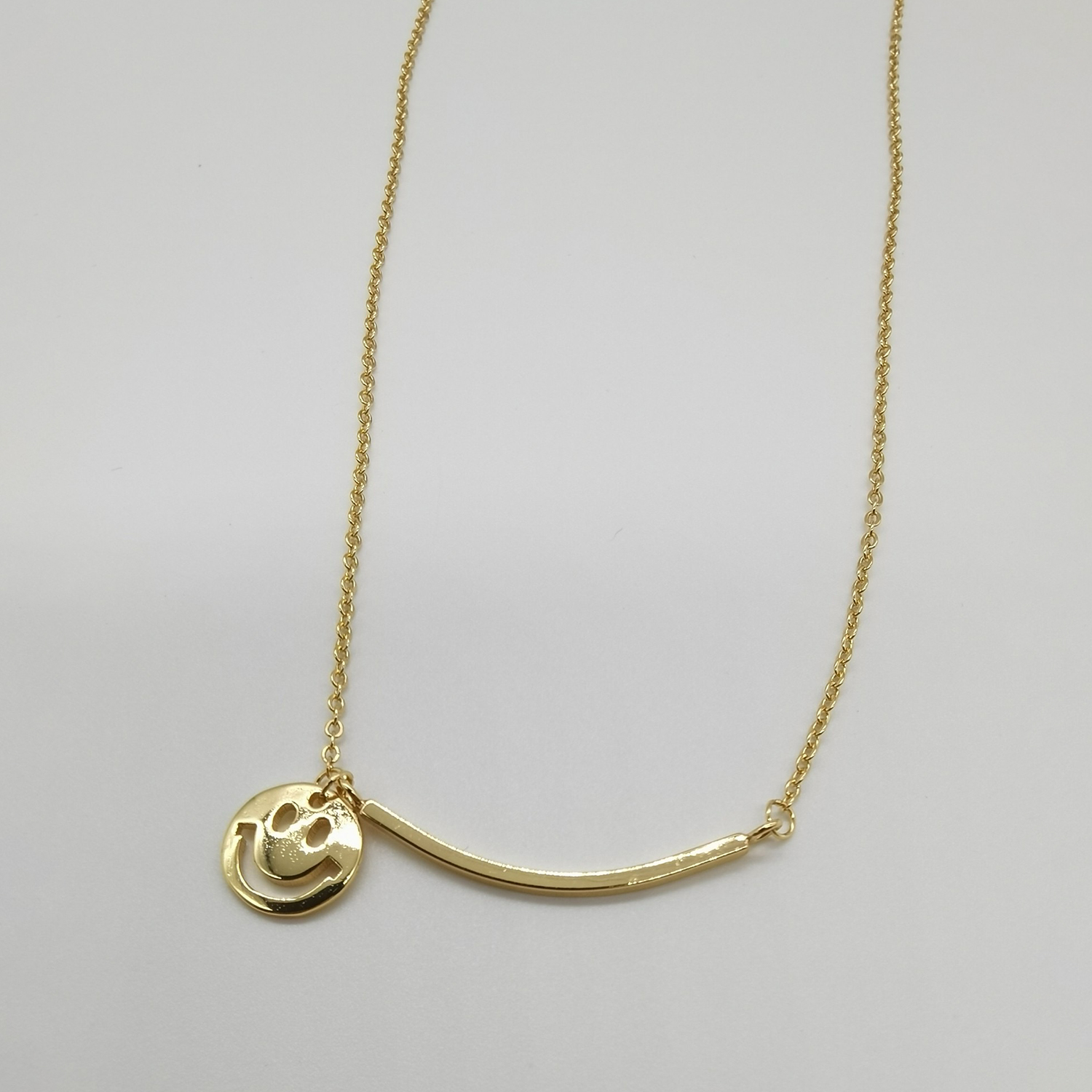 Alluvial gold vacuum electroplating 24K gold ins smile integrated necklace