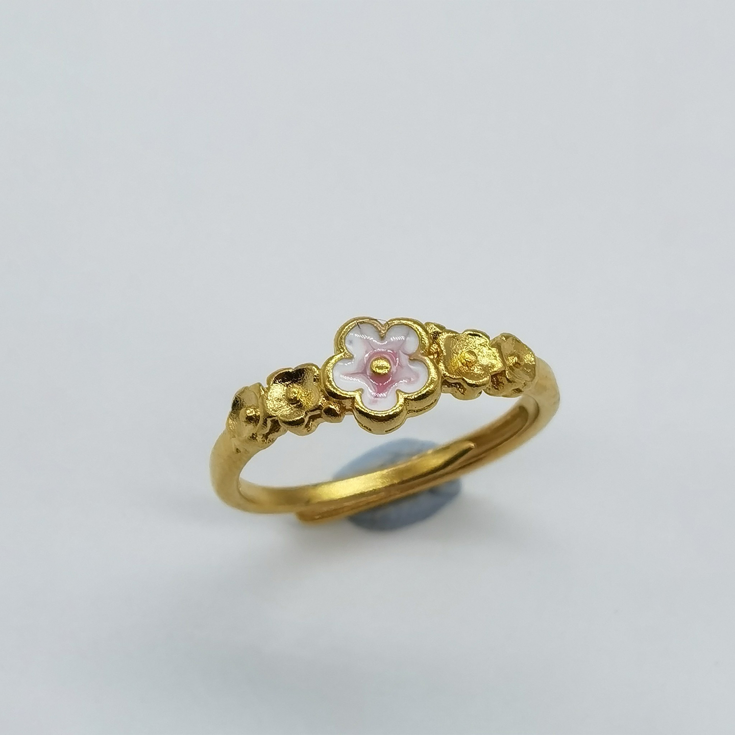 Alluvial gold vacuum electroplating 24K gold burning peach blossom ring