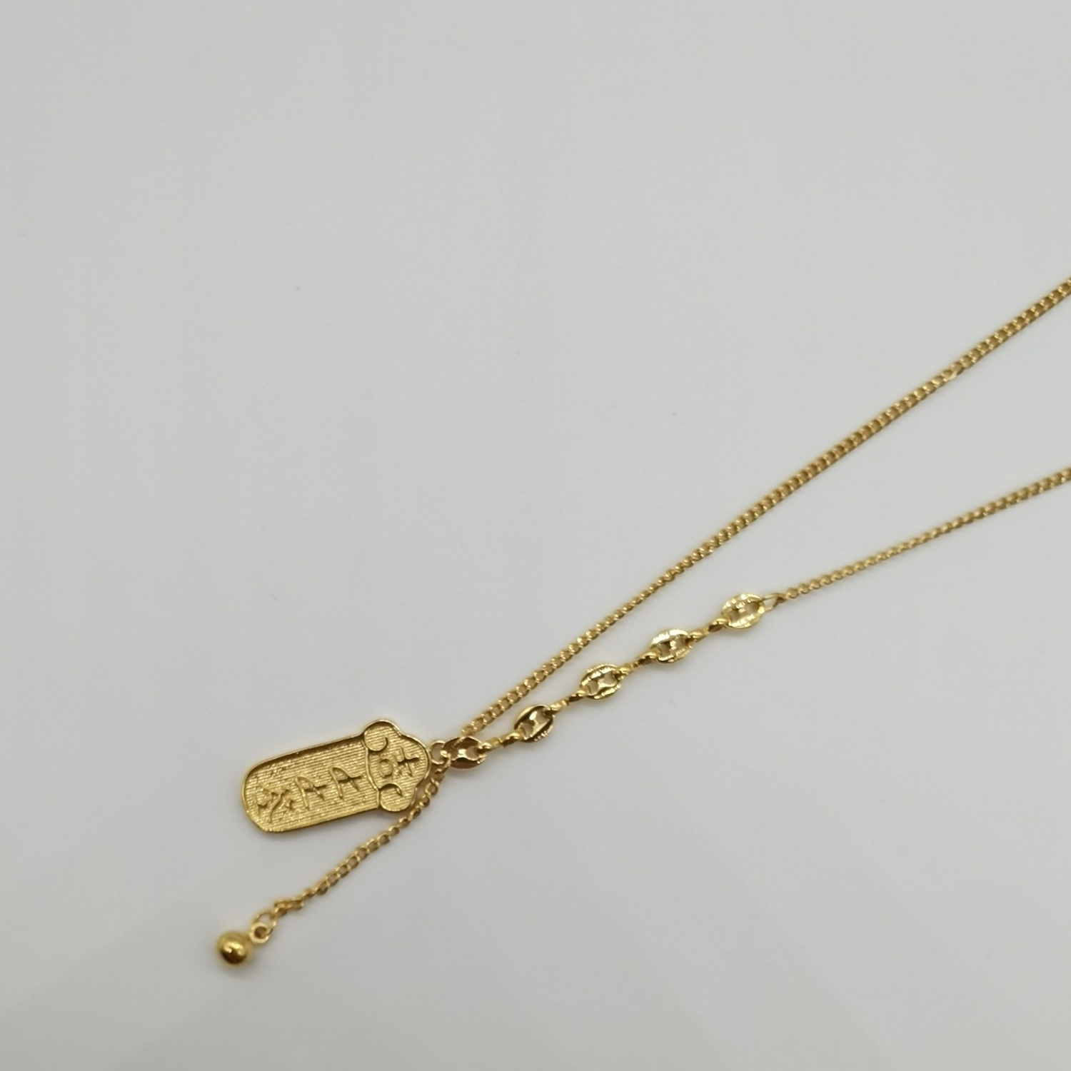 Alluvial gold vacuum electroplating 24K gold signed Xiangyun necklace