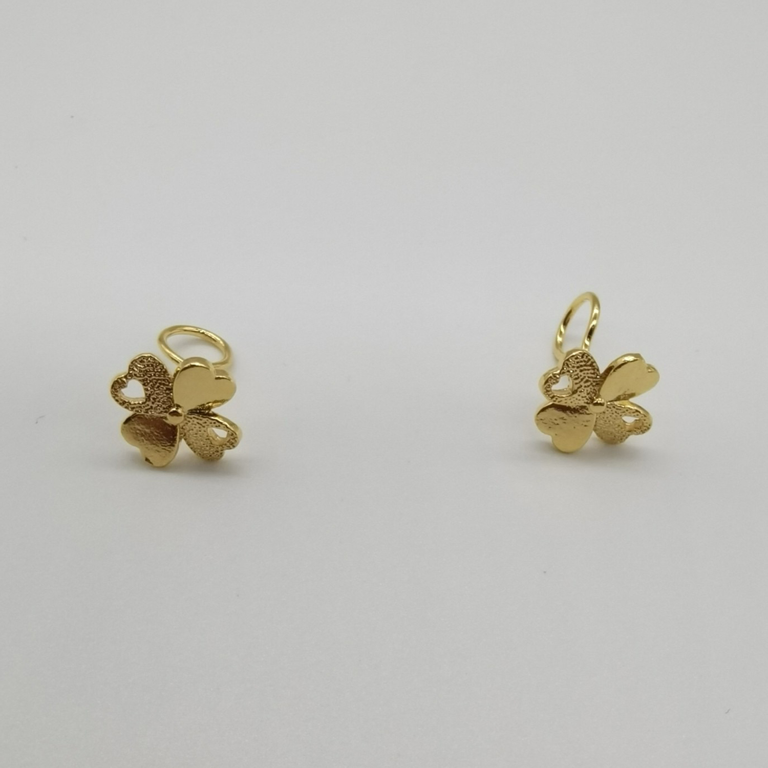 Alluvial gold vacuum electroplating 24K gold heart-shaped clover earrings