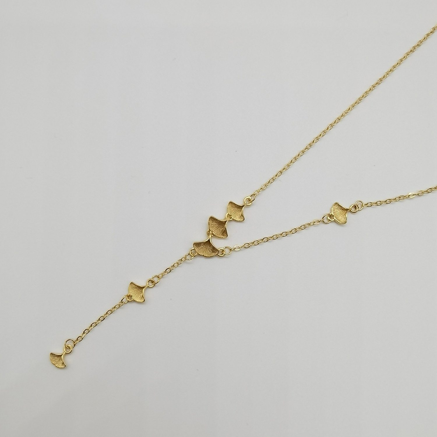 Alluvial gold vacuum electroplating 24K gold Ginkgo leaf necklace