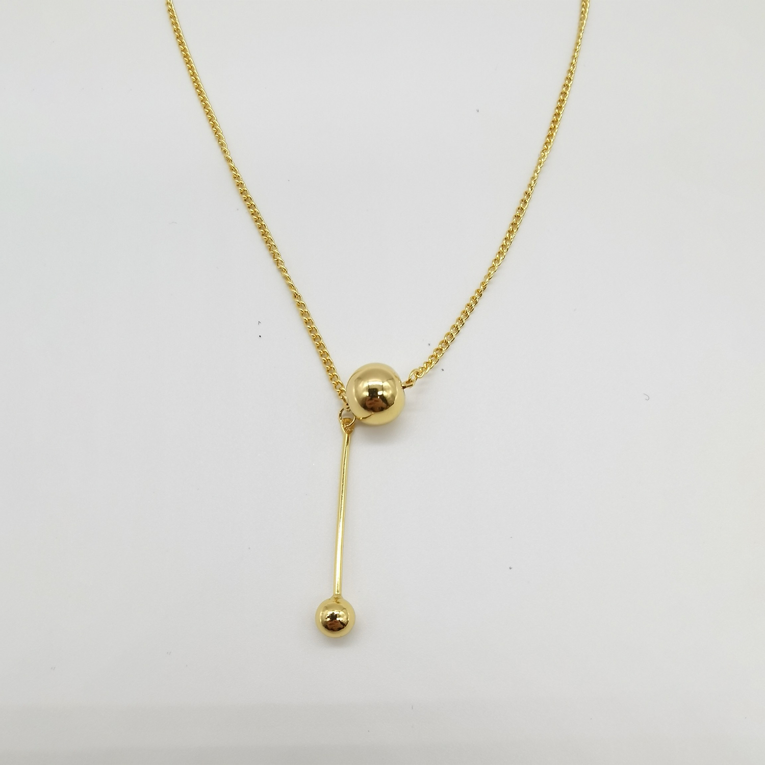 Alluvial gold vacuum electroplating 24K gold small ball tassel necklace