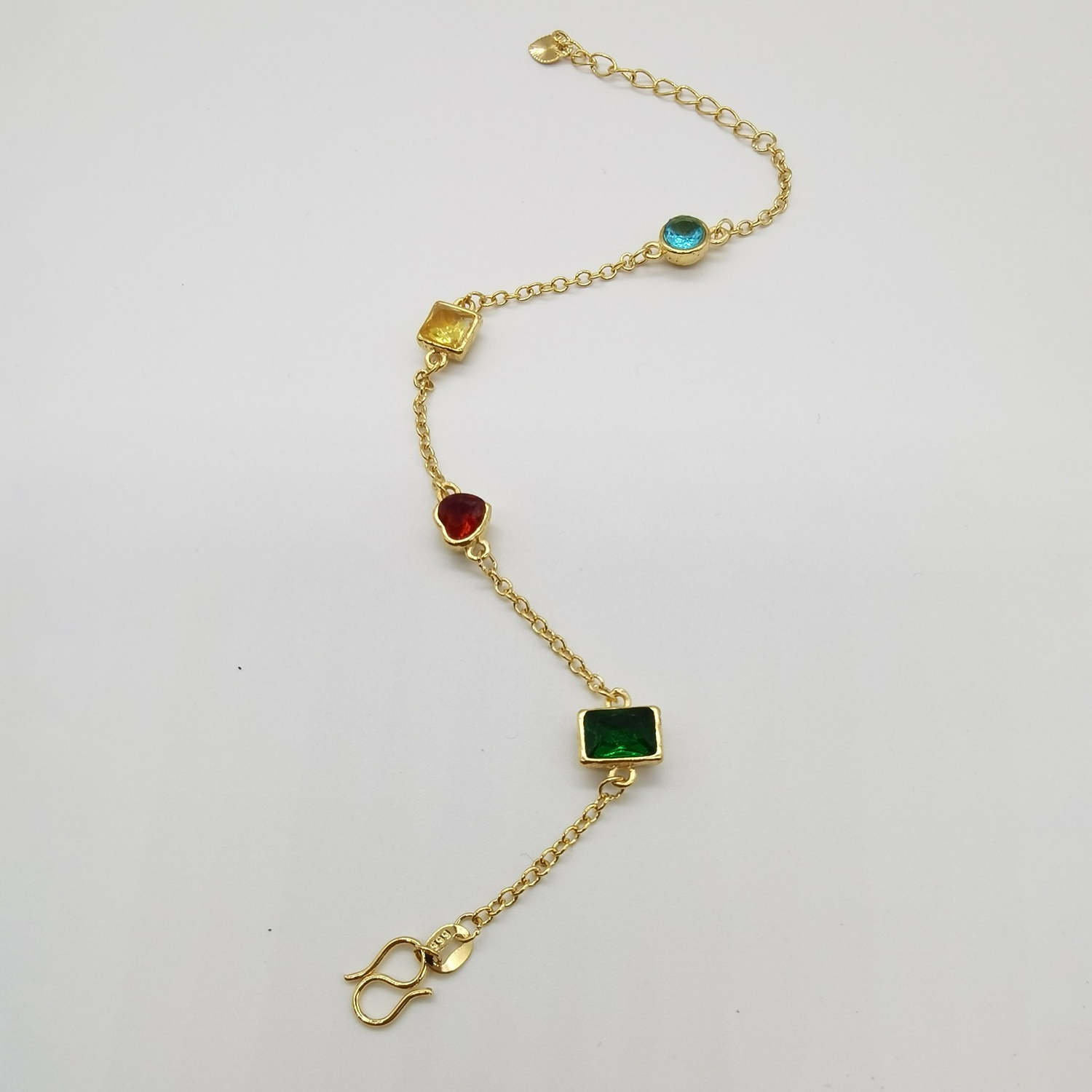 Alluvial gold vacuum electroplating 24K gold geometric color crystal bracelet