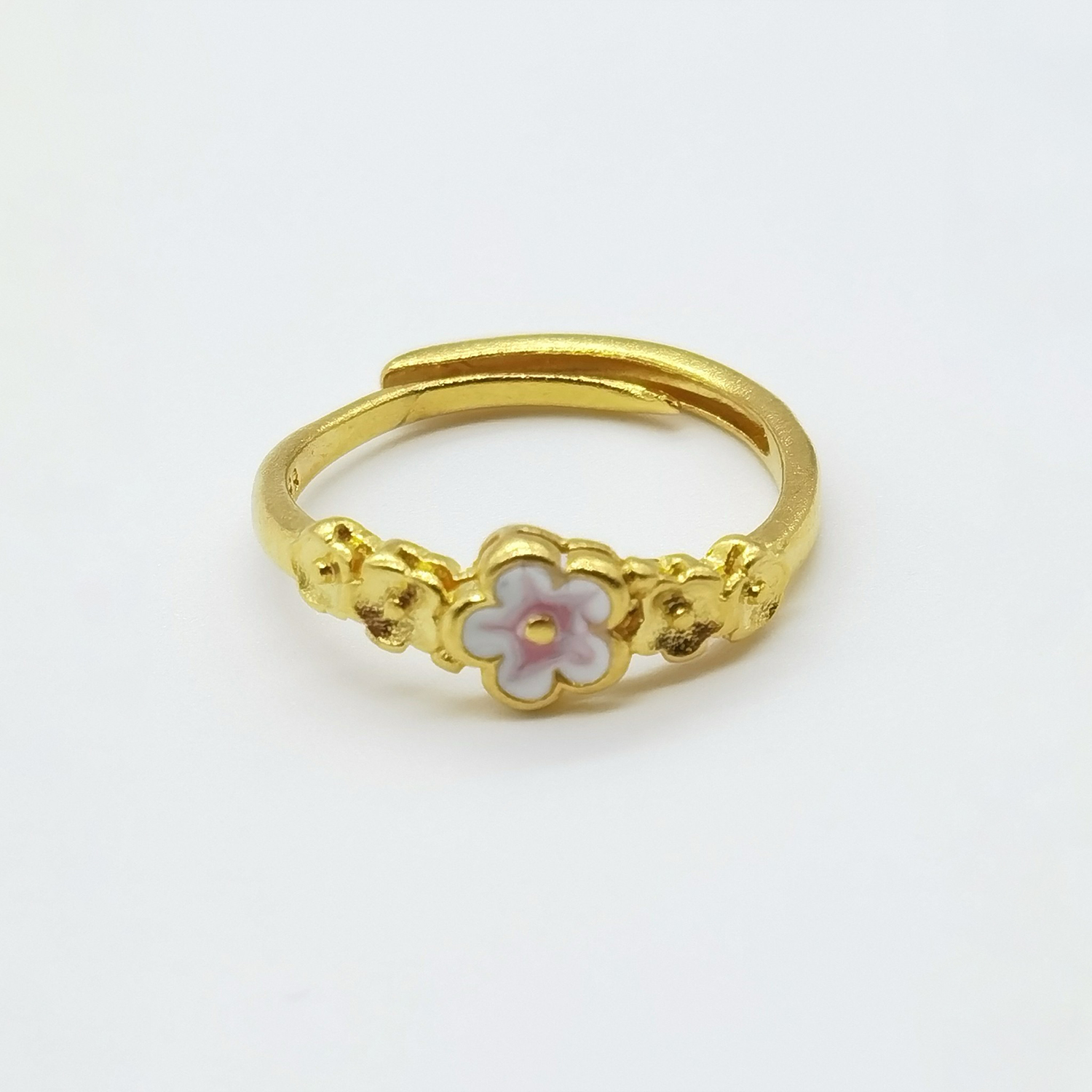 Alluvial gold vacuum electroplating 24K gold burning peach blossom ring