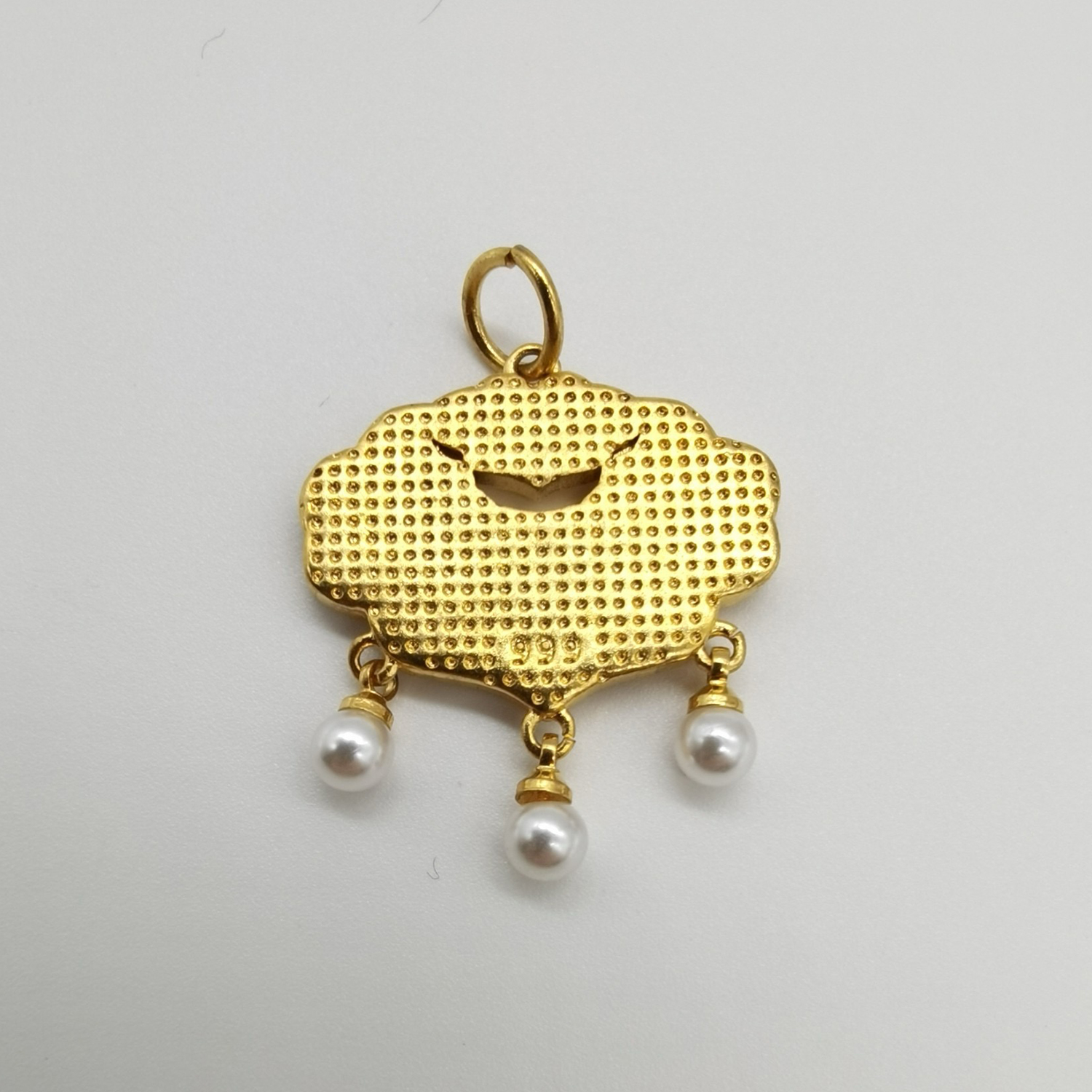 Alluvial gold vacuum electroplating 24K gold Ruyi Lotus Koi lock pendant