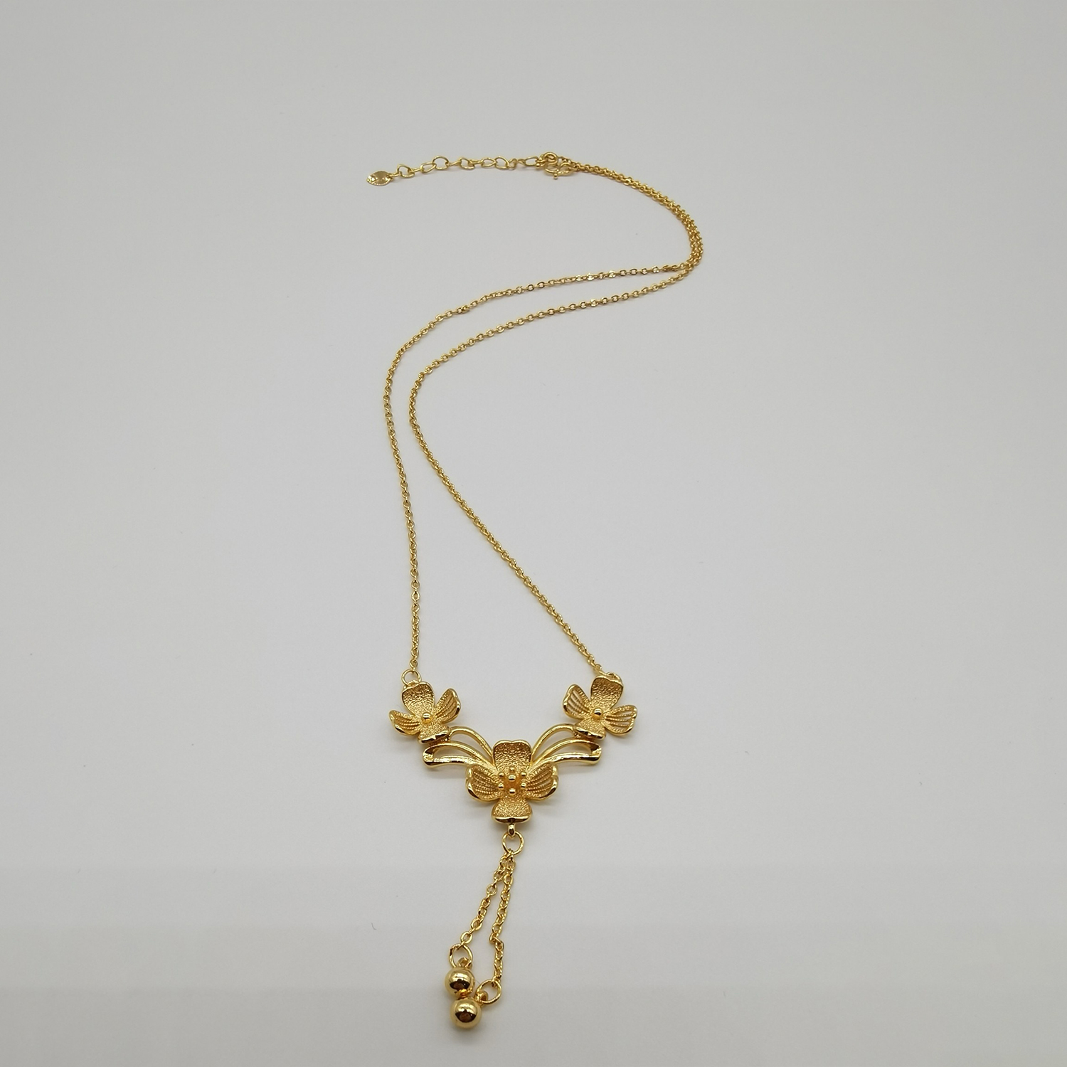 Alluvial gold vacuum electroplating 24K gold Sansheng Sanshi hollow tassel necklace