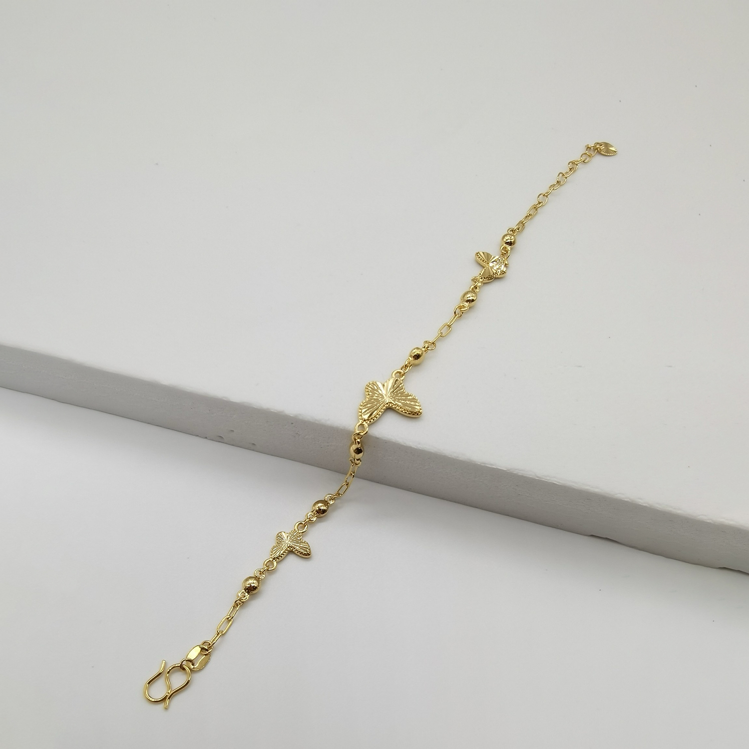 Alluvial gold vacuum electroplating 24K gold laser butterfly bracelet
