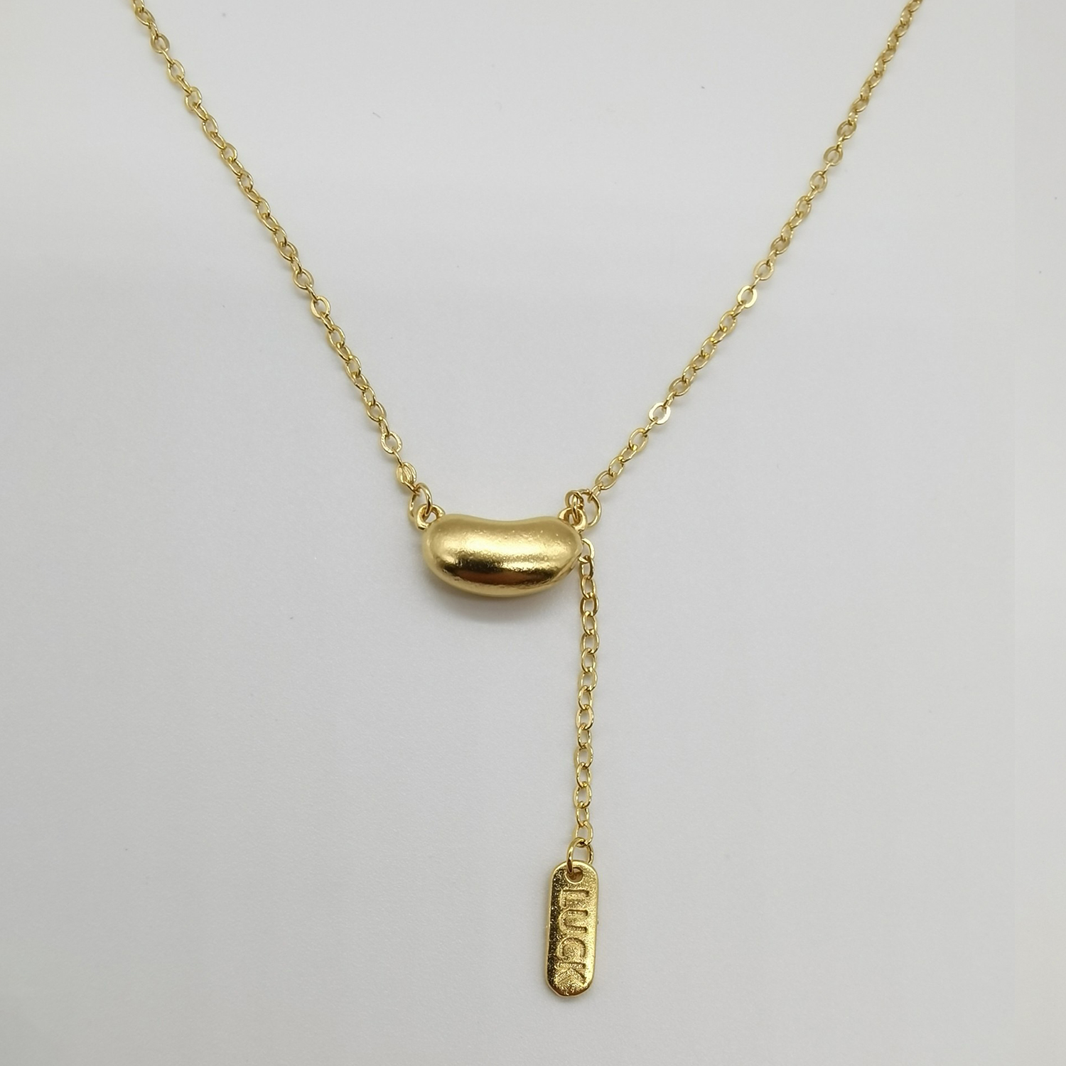 Alluvial gold vacuum electroplating 24K gold acacia red bean necklace