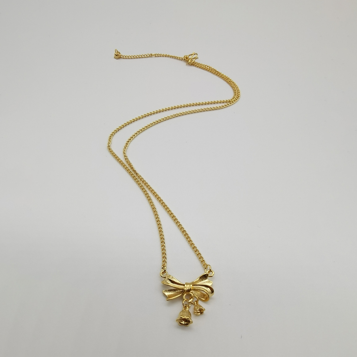 Alluvial gold vacuum electroplating 24K gold lily of the valley bow necklace