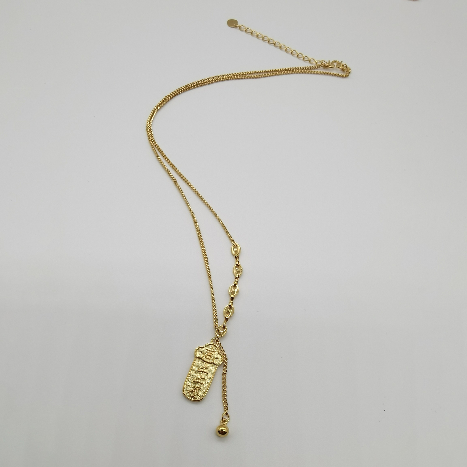 Alluvial gold vacuum electroplating 24K gold signed Xiangyun necklace