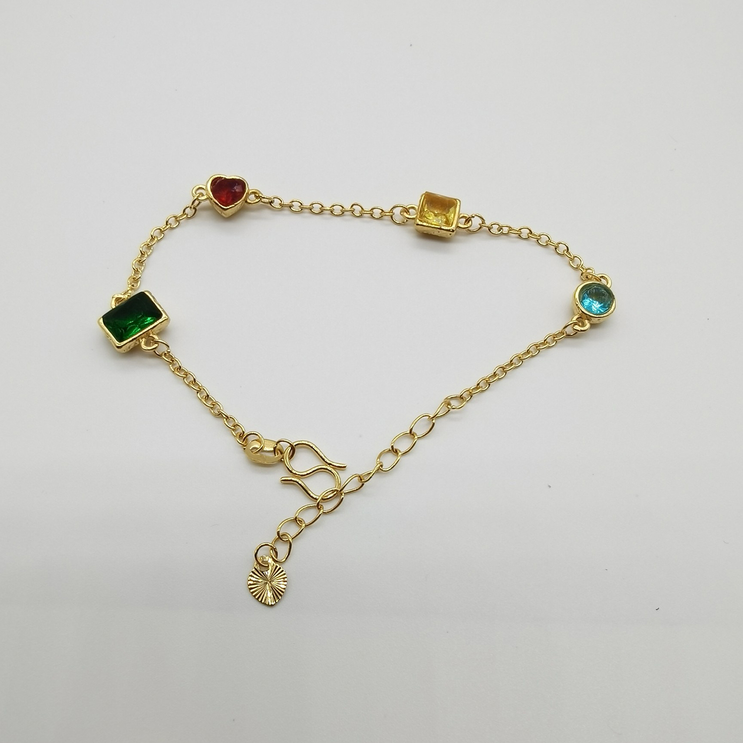 Alluvial gold vacuum electroplating 24K gold geometric color crystal bracelet