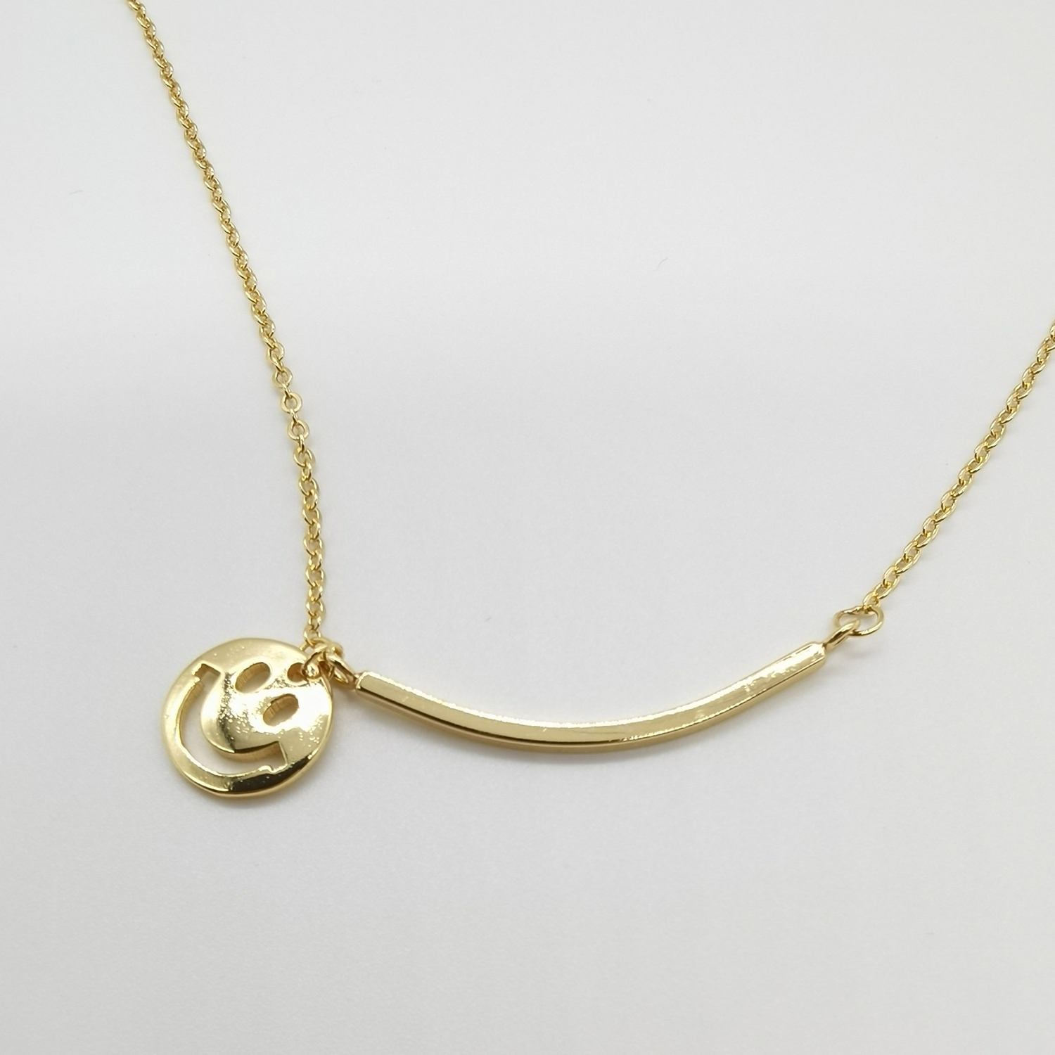 Alluvial gold vacuum electroplating 24K gold ins smile integrated necklace