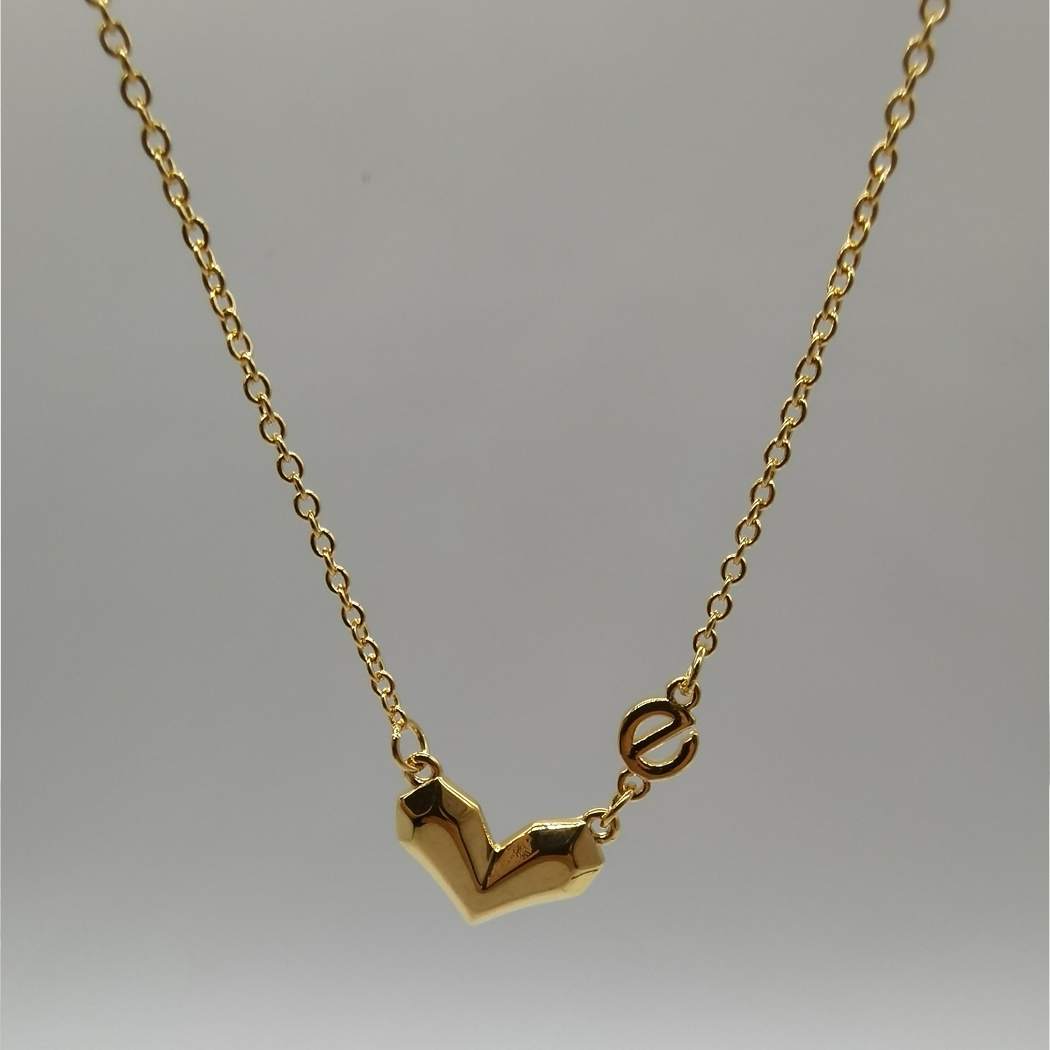 Alluvial gold vacuum electroplating 24K gold love you wholeheartedly e heart necklace