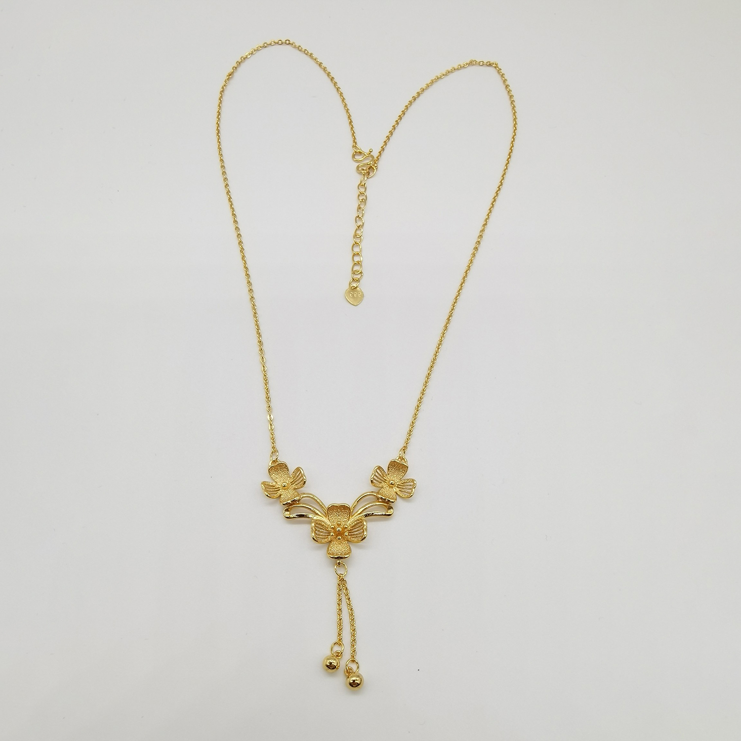 Alluvial gold vacuum electroplating 24K gold Sansheng Sanshi hollow tassel necklace